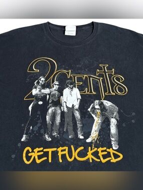 Vintage 2 Cents Get F*cked Band Tour T Shirt Rare Korn Black